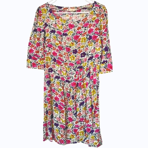 Anthropologie Tulle Womens Floral Faux Wrap Dress Medium Short Spring Easter - Picture 1 of 13